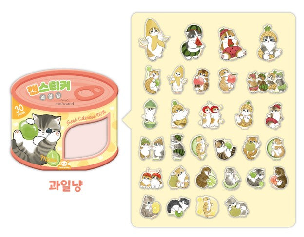 Mofusand Can Jelly 30 Stickers Set - Shark Cat & Fruit Cat - Fruit Peach