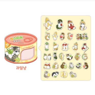 Mofusand Can Jelly 30 Stickers Set - Shark Cat & Fruit Cat - Fruit Peach