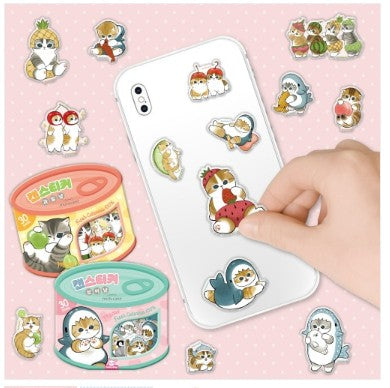 Mofusand Can Jelly 30 Stickers Set - Shark Cat & Fruit Cat - Fruit Peach