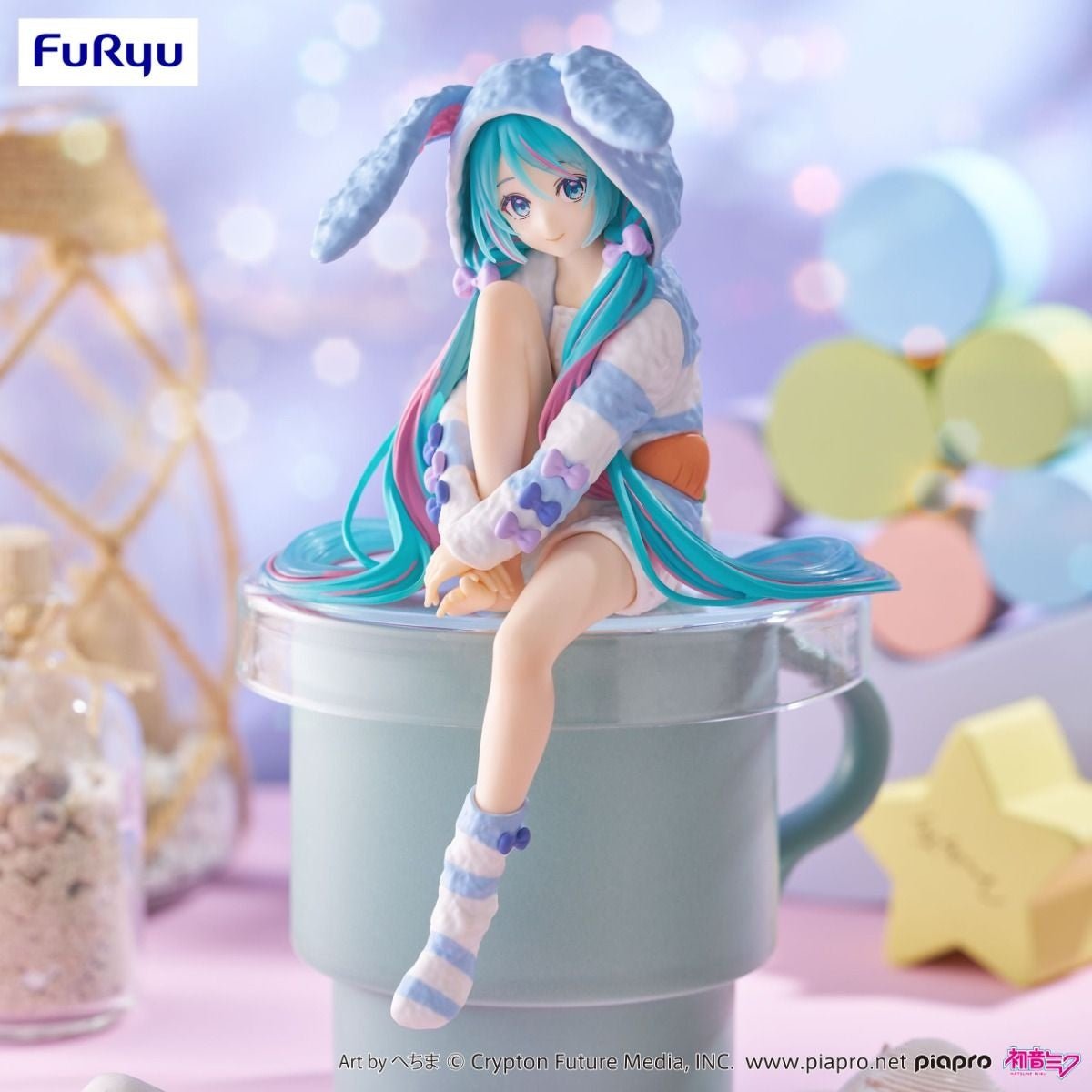 FuRyu - Vocaloid - Hatsune Miku - Noodle Stopper Figure Rabbit Ear Hood Pajama Blue Ver - Fundom