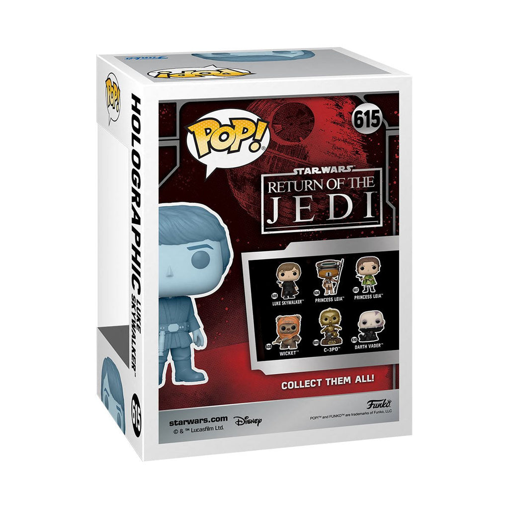 Funko Pop! Star Wars: Return of the Jedi 40th Anniversary - Holographic Luke Skywalker #615 Glow-in-the-Dark Entertainment Earth Exclusive