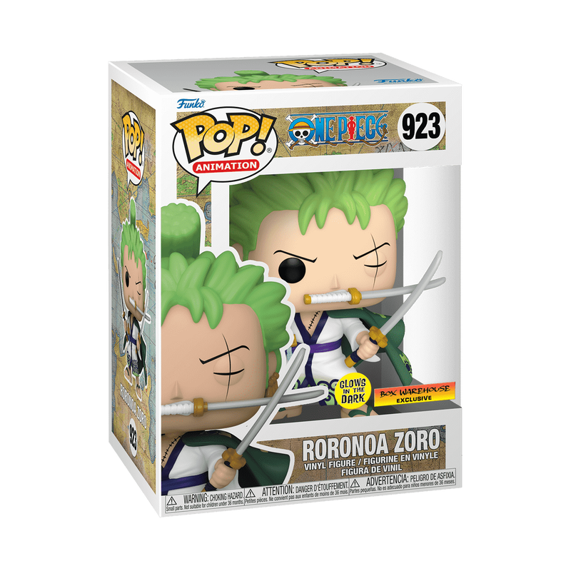 Funko Pop! Animation: One Piece - Roronoa Zoro Three Sword Style Glow-in-the-dark #923 Volcano X Exclusive