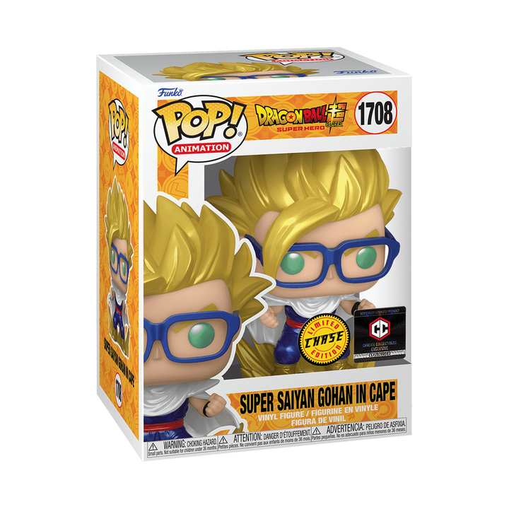 Funko Pop! Animation: Dragon Ball Super: Super Hero - Super Saiyan Gohan in Cape Metallic Chase #1708 Chalice Collectibles Exclusive