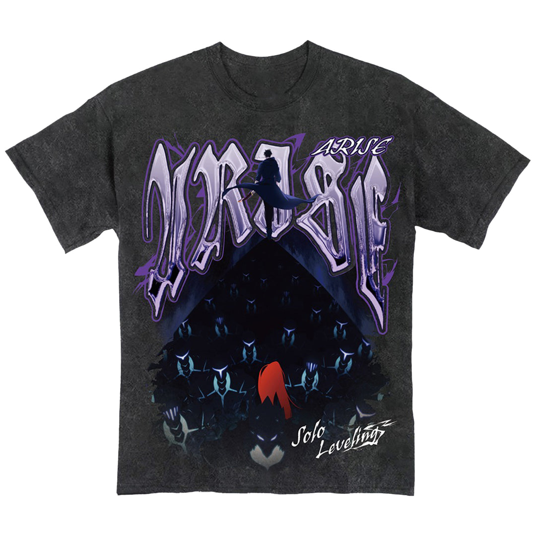 Solo Leveling - Sung Jinwoo Art Black Mineral Wash Adult Men's T-Shirt