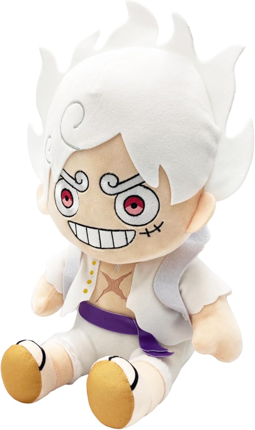 One Piece - Monkey D. Luffy Gear 5 Grin Sitting Pose Plush 12" - Great Eastern Entertainment