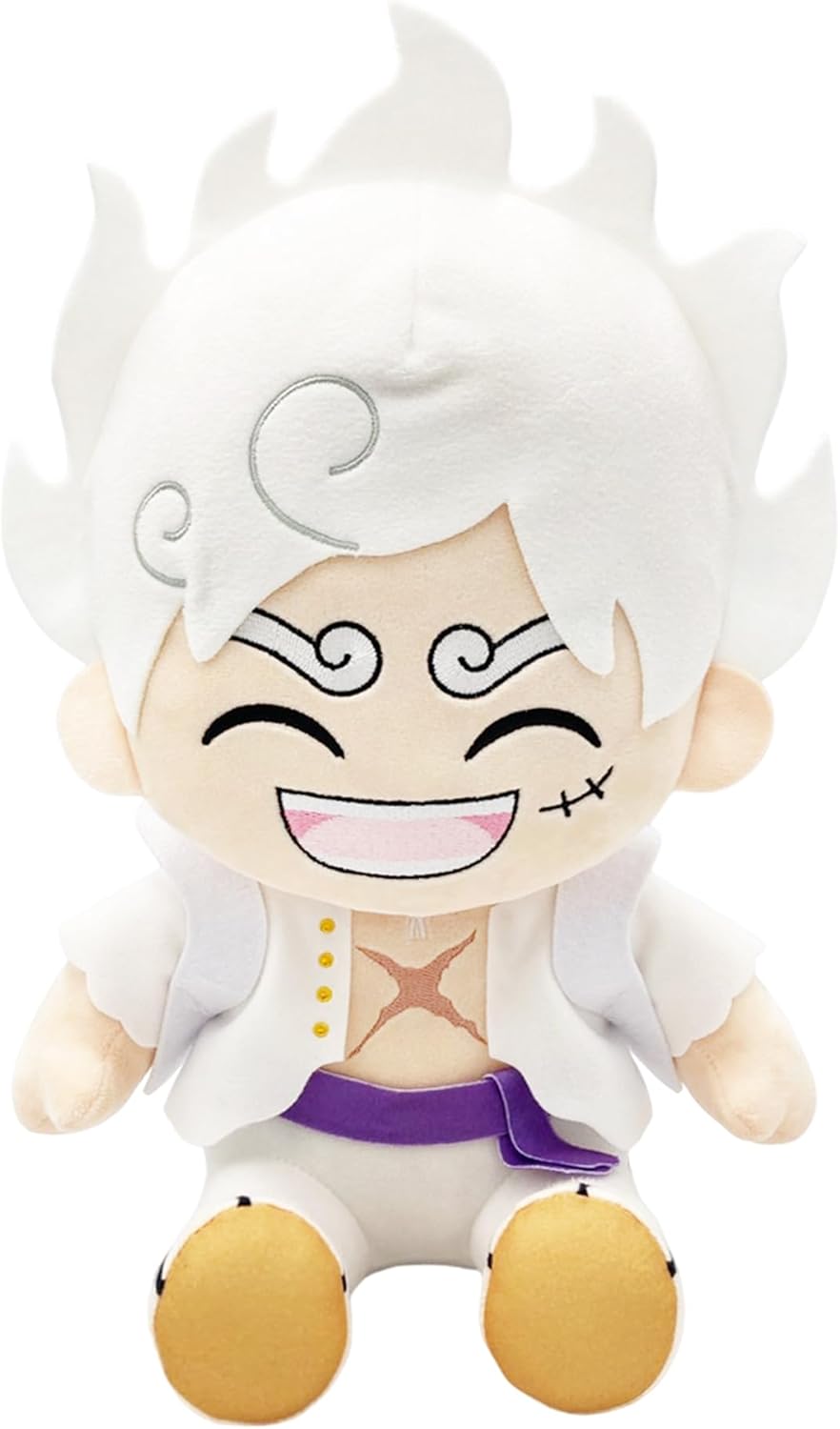 One Piece - Monkey D. Luffy Gear 5 Laugh Sitting Pose Plush 12" - Great Eastern Entertainment