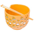 Sanrio Gudetama I Can't Lazy Yellow Egg Ceramic Ramen Noodle Rice Bowl with Chopsticks Microwave Safe 20 Ounces