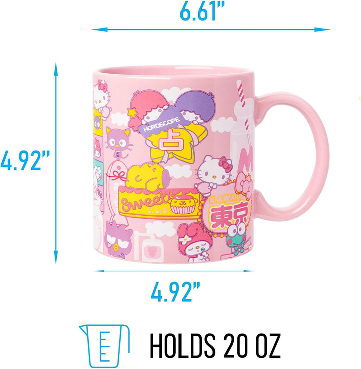 Sanrio Hello Kitty and Friends Kawaii Tokyo Theme Ceramic Mug 20 Ounces