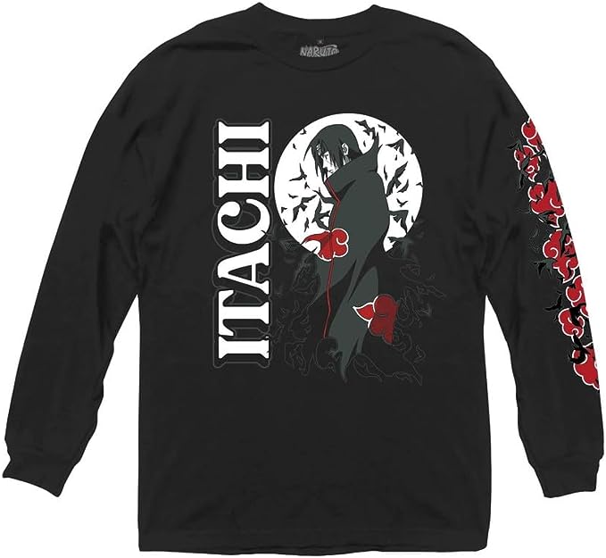 Naruto Shippuden Itachi with Crows Akatsuki Clouds Men’s Long Sleeve T-Shirt