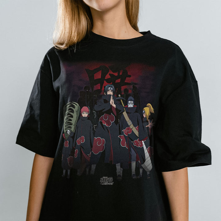 Naruto Shippuden - Akatsuki Group Adult T-Shirt - Black - Officially Licensed