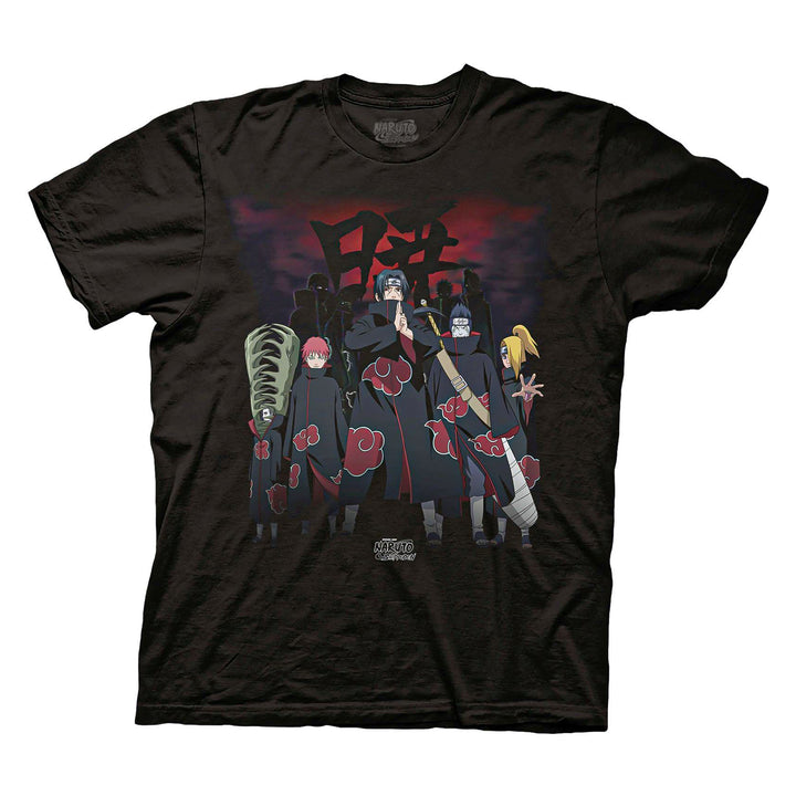 Naruto Shippuden - Akatsuki Group Adult T-Shirt - Black - Officially Licensed