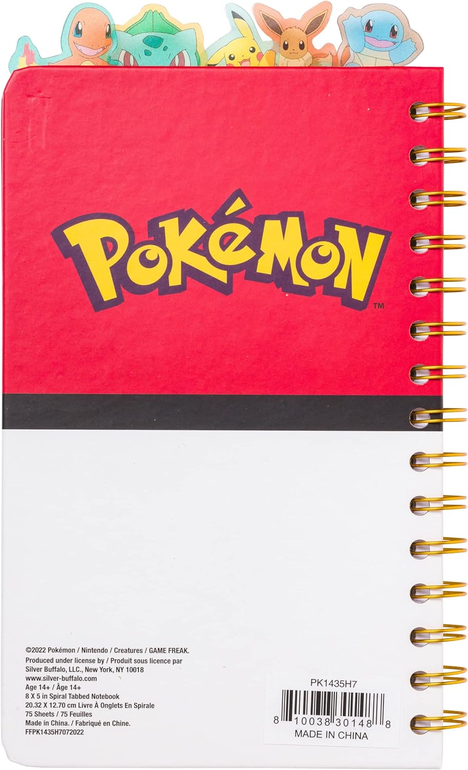 Pokemon Pokeball Starters Spiral Tabbed Notebook 8 x 5 Inches