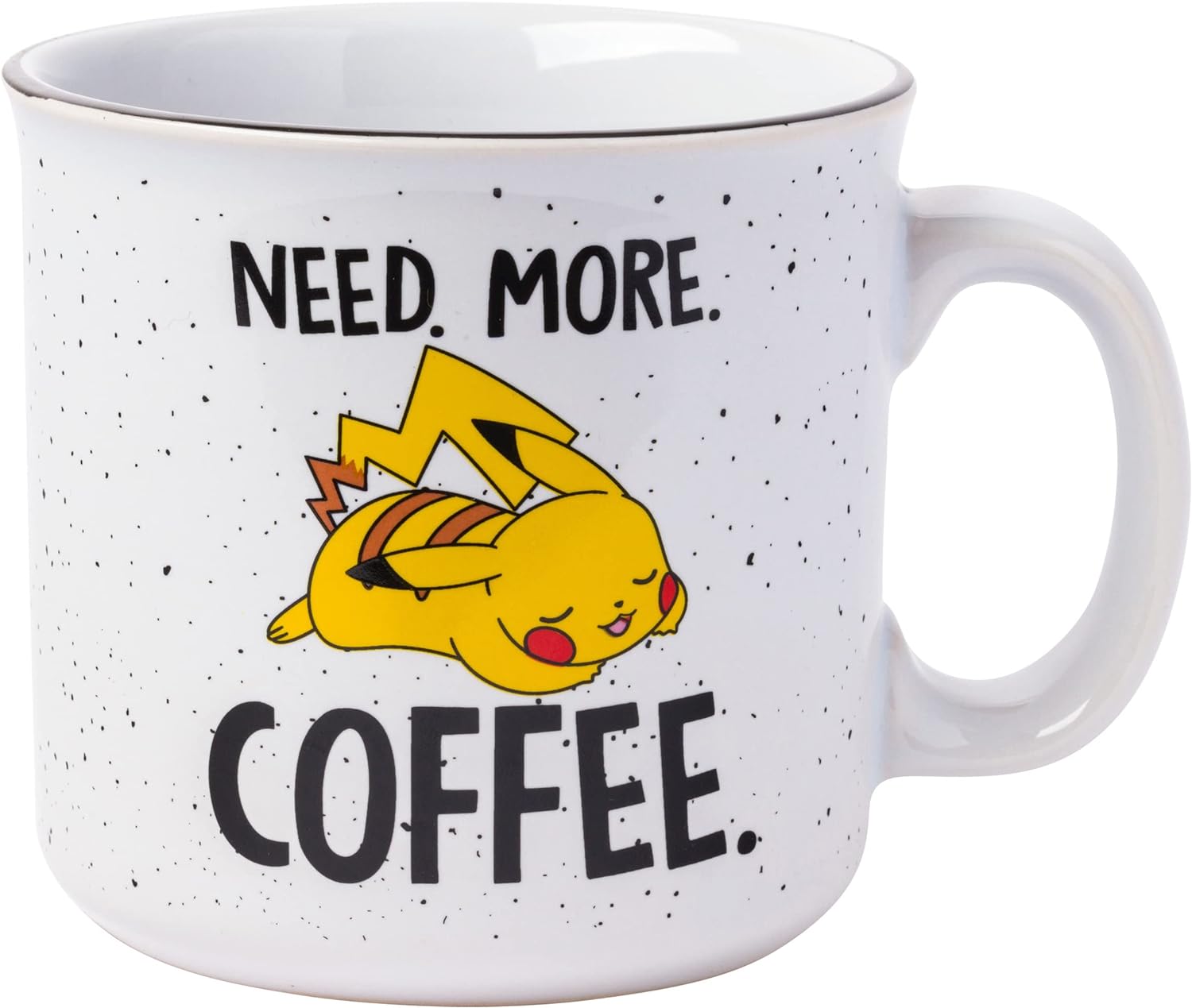 Pokemon Pikachu Need More Coffee Ceramic Camper Mug Microwave Safe 20 Ounces
