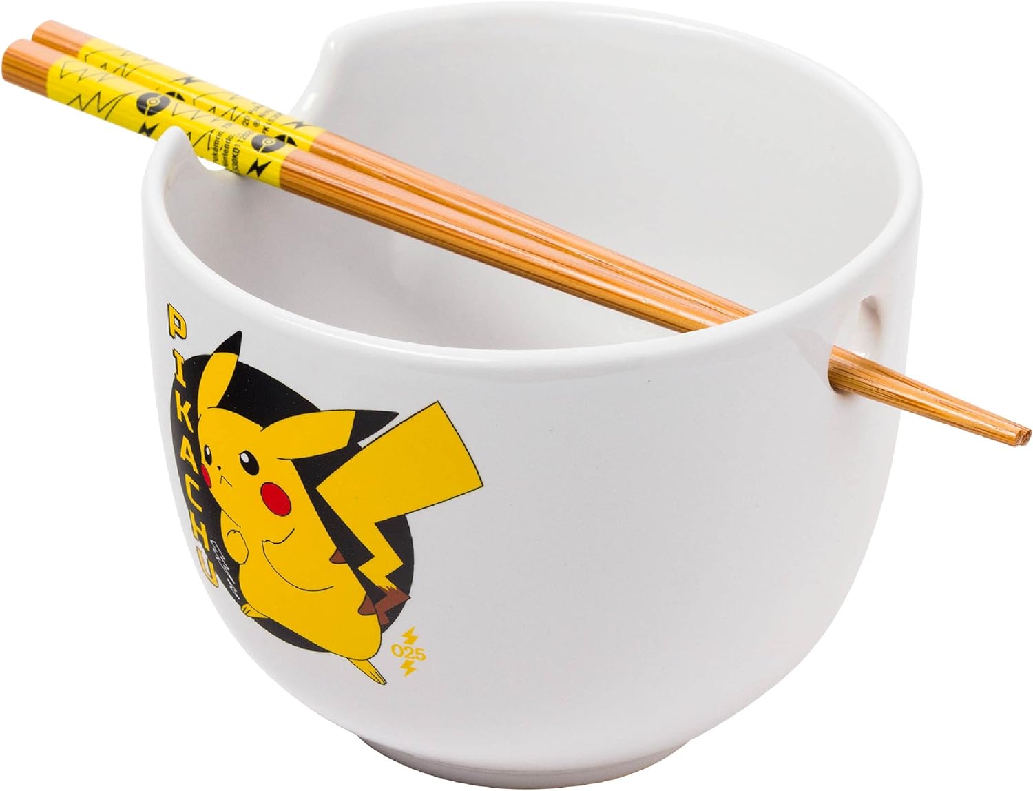 Pokemon Pikachu Japanese Text Ceramic Ramen Noodle Rice Bowl with Chopsticks