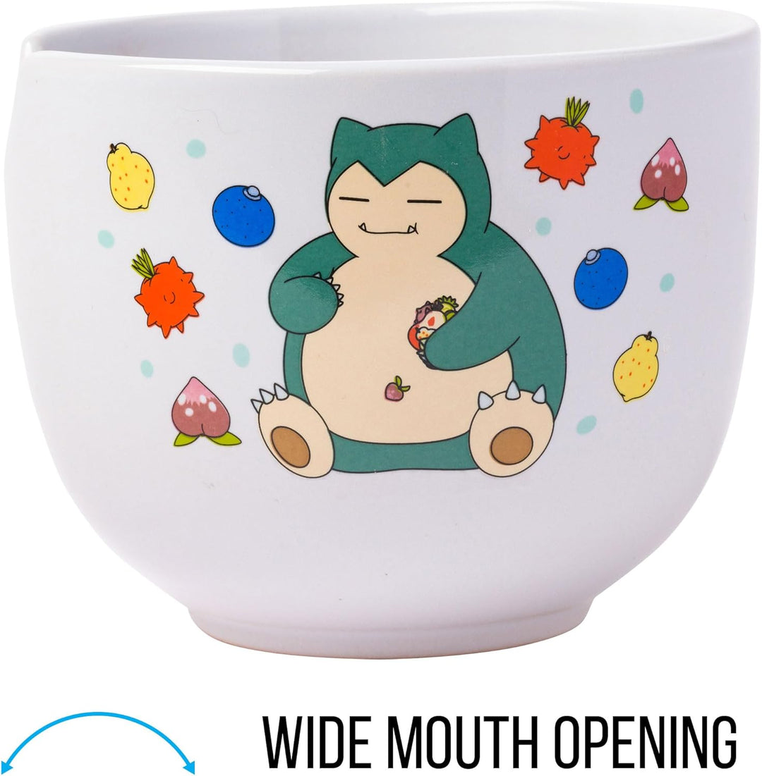 Pokemon Snorlax Eating Ceramic Ramen Noodle Rice Bowl with Chopsticks Microwave Safe 20 Ounces