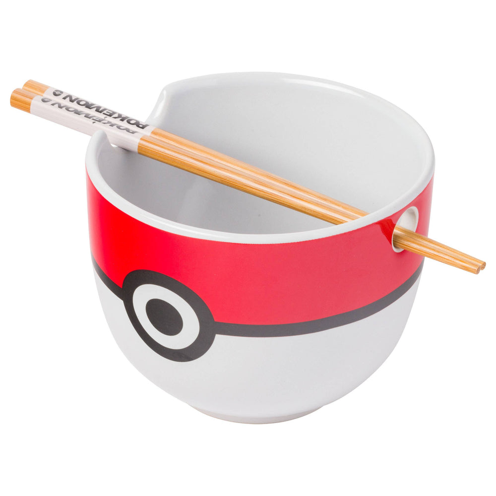 Nintendo Pokemon Pokeball Ceramic Ramen Bowl with Chopsticks 20 Ounces