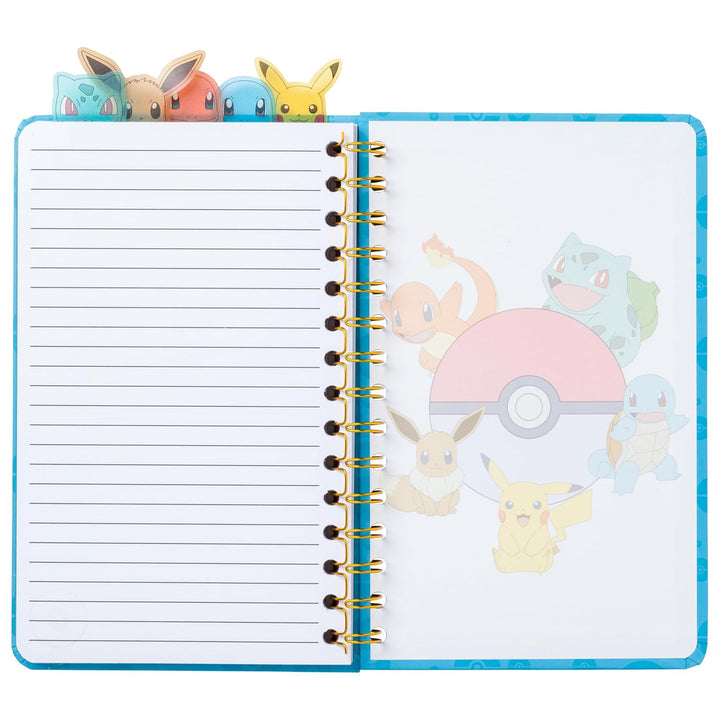 Pokemon Starters and Eevee Spiral Tabbed Notebook 8 x 5 Inches