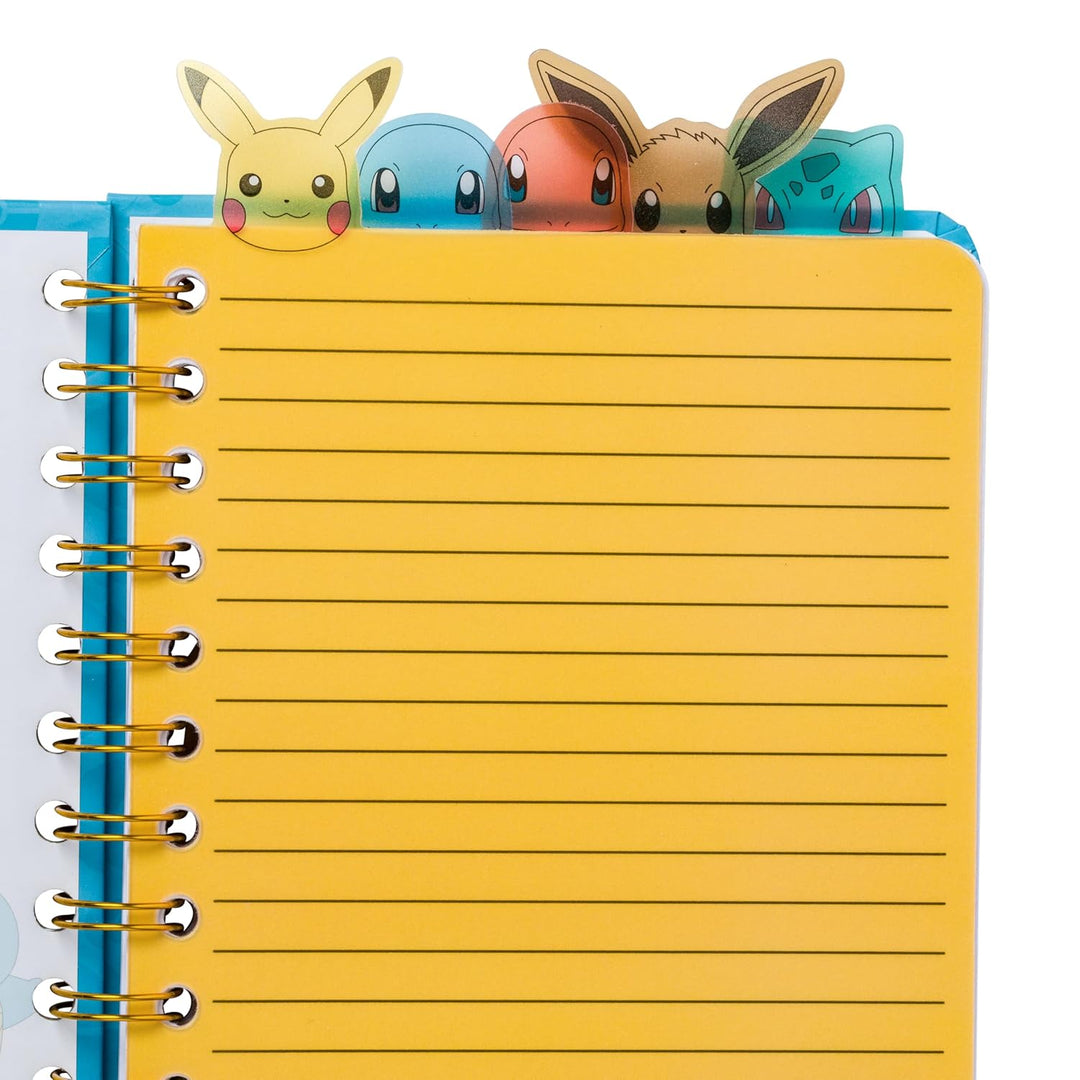 Pokemon Starters and Eevee Spiral Tabbed Notebook 8 x 5 Inches