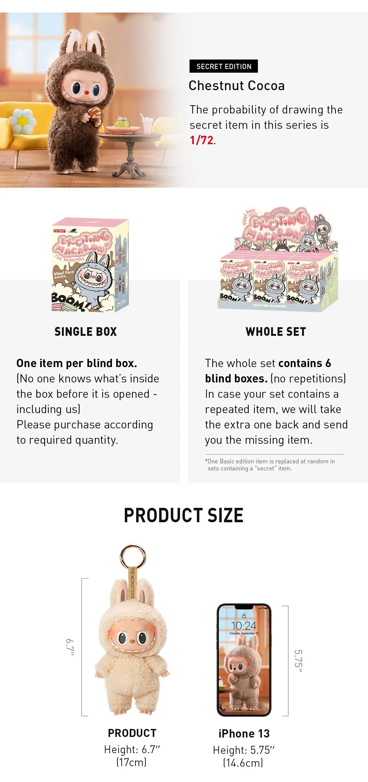 Pop Mart - The Monsters - Exciting Macaron Labubu Vinyl Face Blind Box