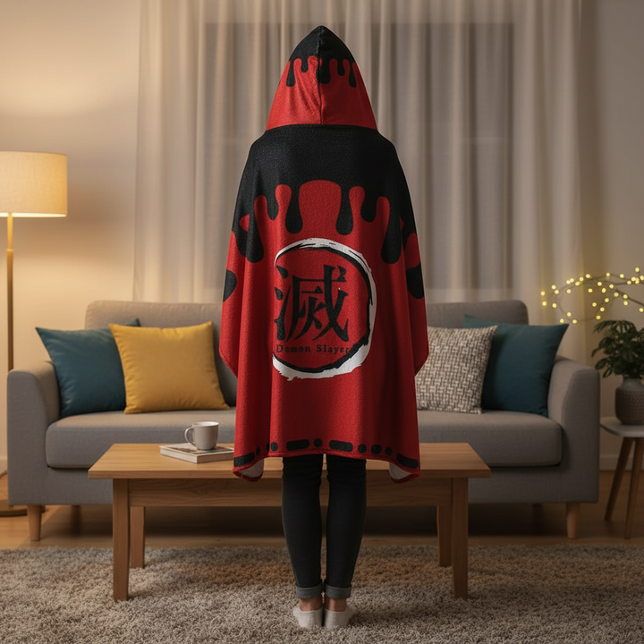 Demon Slayer: Kimetsu no Yaiba - Kokushibo Blanket Cosplay Cloak Hooded Cape