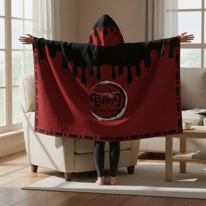 Demon Slayer: Kimetsu no Yaiba - Kokushibo Blanket Cosplay Cloak Hooded Cape