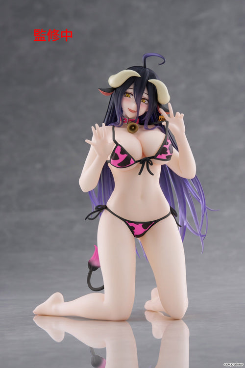 Taito - Overlord - Albedo Renewal Pink Cow Pattern Swimsuit Ver - Desktop Cute Figure