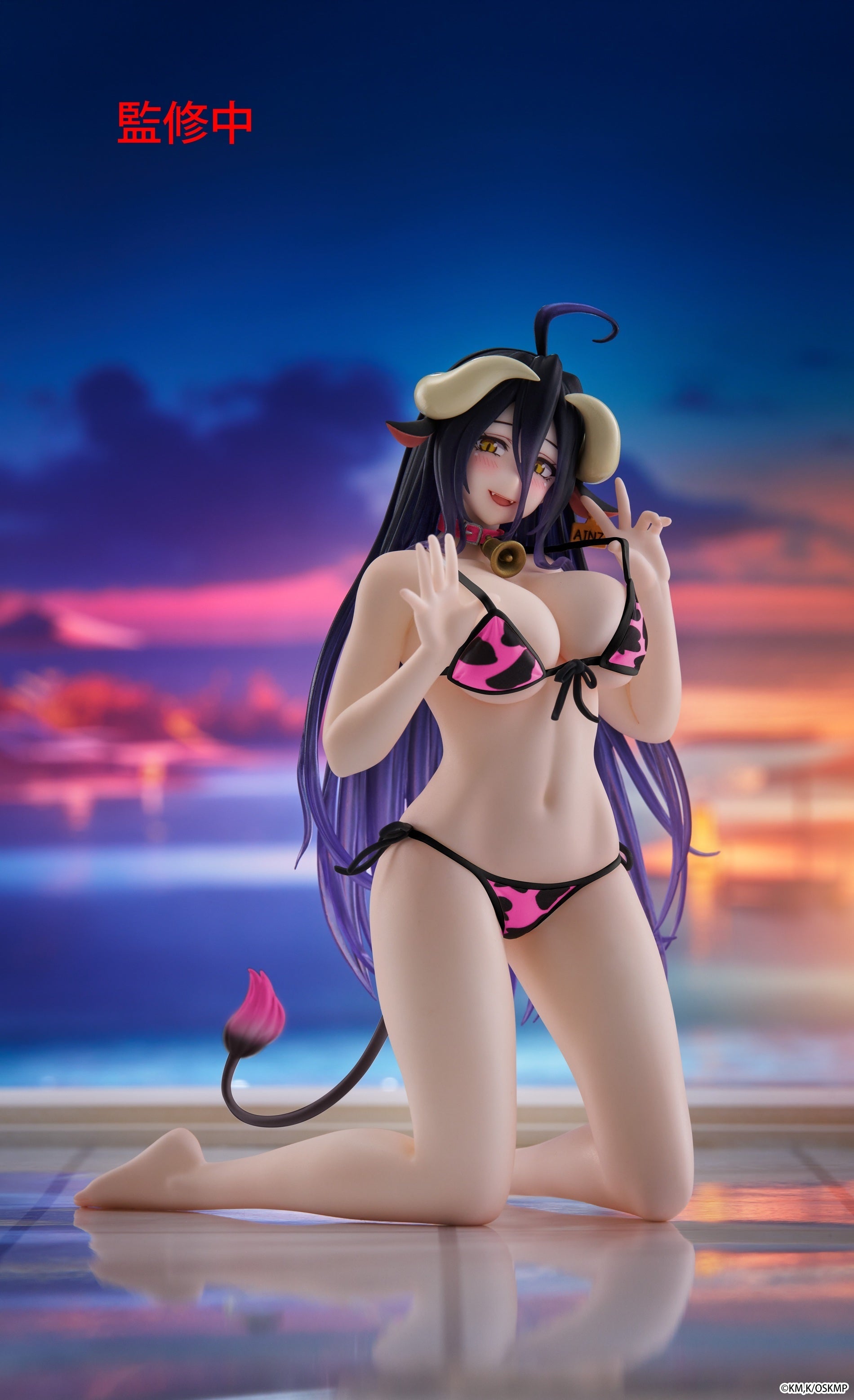 Taito - Overlord - Albedo Renewal Pink Cow Pattern Swimsuit Ver - Desktop Cute Figure