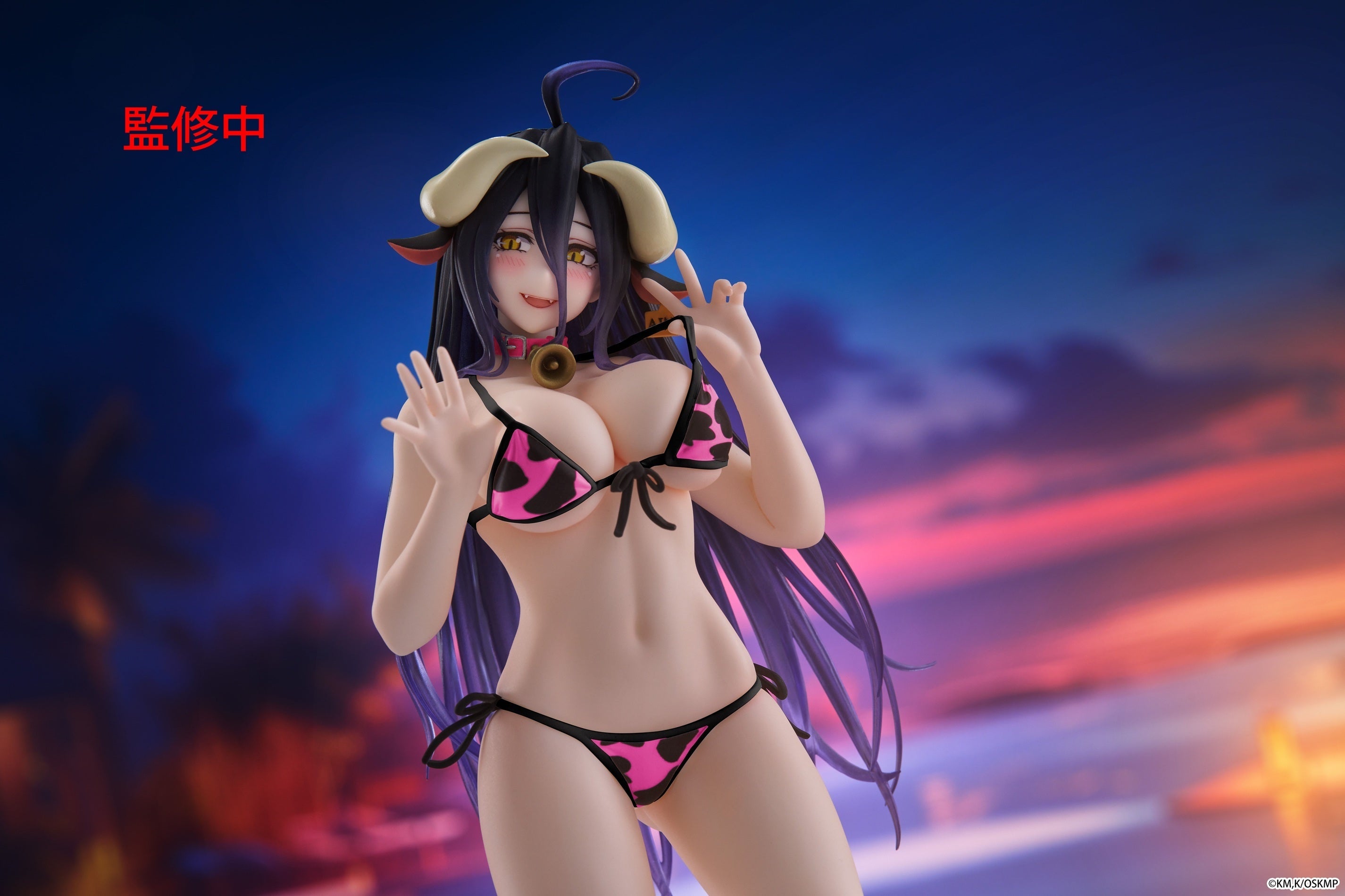 Taito - Overlord - Albedo Renewal Pink Cow Pattern Swimsuit Ver - Desktop Cute Figure