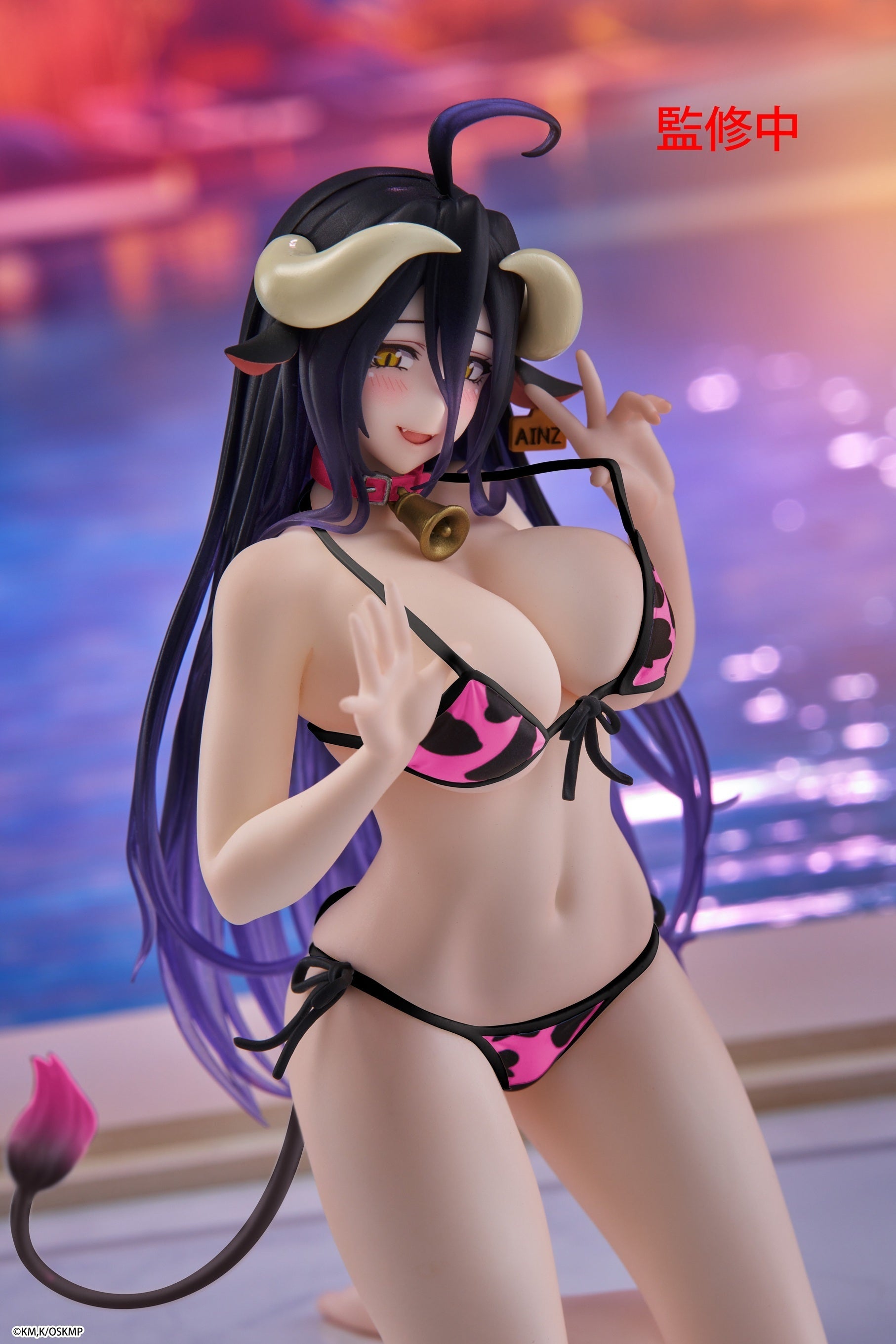 Taito - Overlord - Albedo Renewal Pink Cow Pattern Swimsuit Ver - Desktop Cute Figure