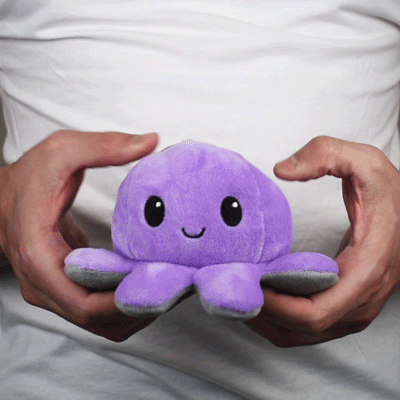 TeeTurtle - Gray and Purple Octopus - Reversible Plush