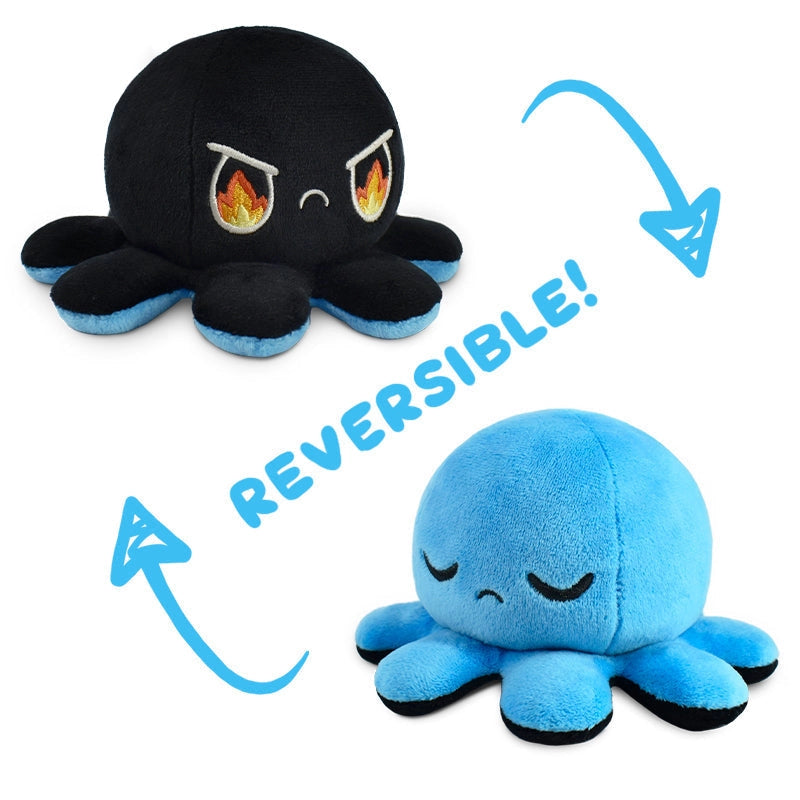 TeeTurtle - Black and Blue Octopus - Reversible Plush