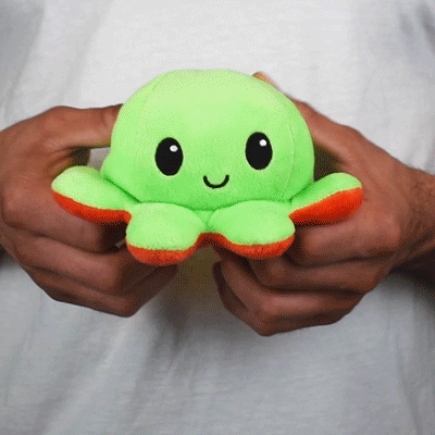 TeeTurtle - Red and Green Octopus - Reversible Plush