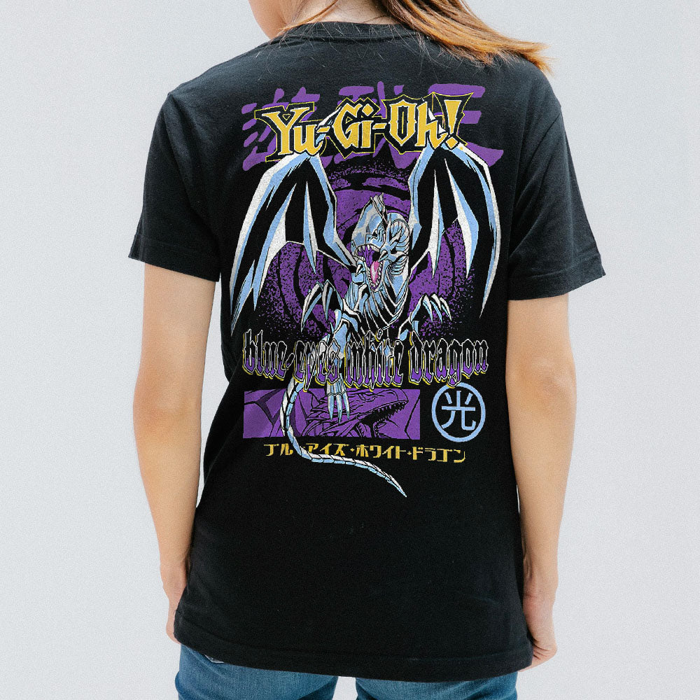 Yu-Gi-Oh! - Duel Blue-Eyes White Dragon Adult T-Shirt - Black - Officially Licensed