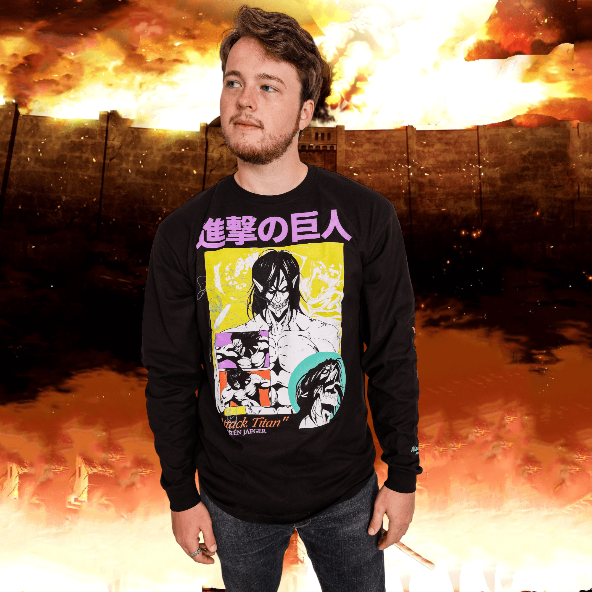 Attack On Titan Eren Jaeger Attack Titan Officially Licensed Adult Long Sleeve T-Shirt - Fundom