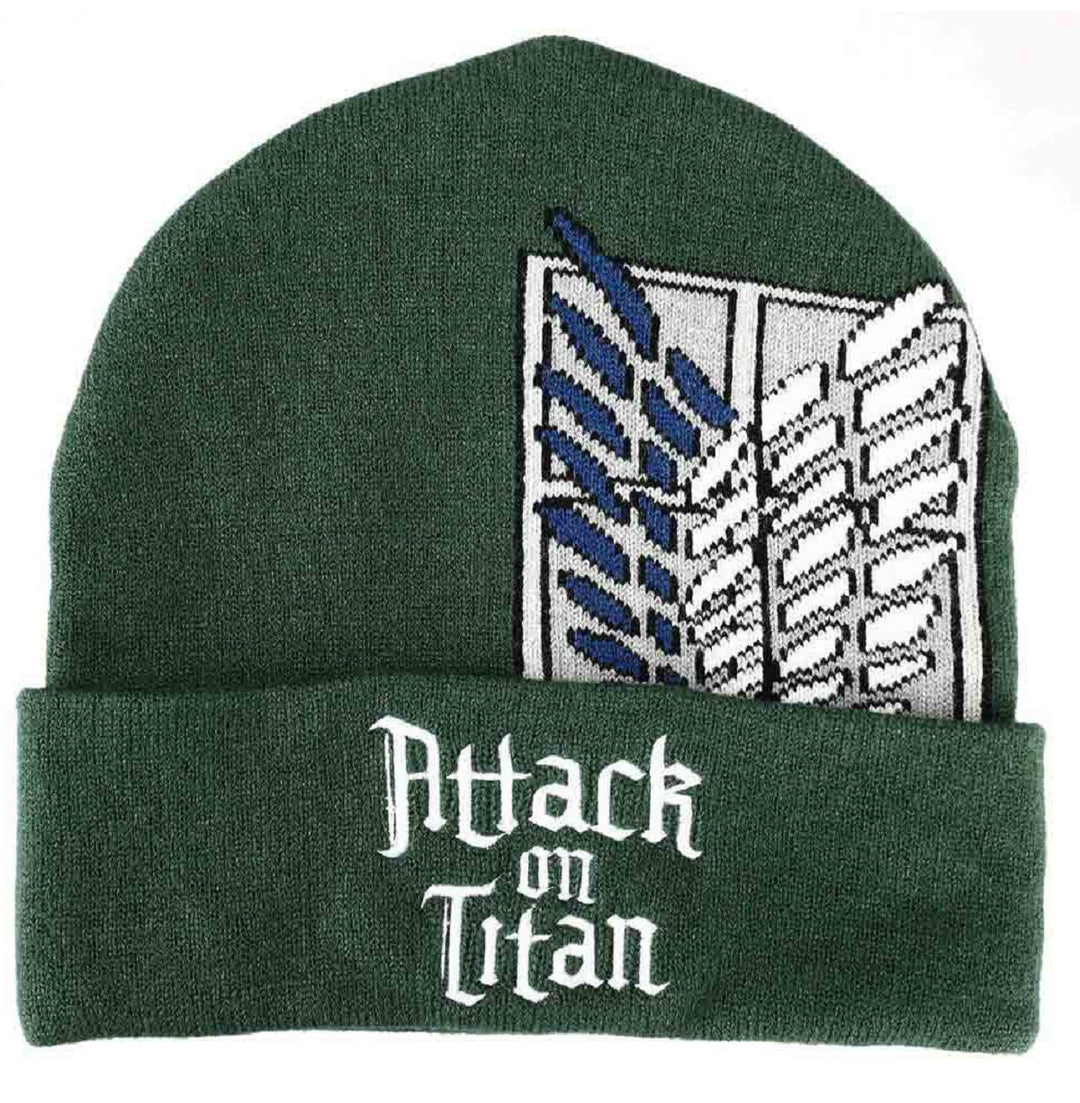 Attack On Titan Flat Logo Embroidery Scout Crest Jacquard Hat Beanie - Fundom