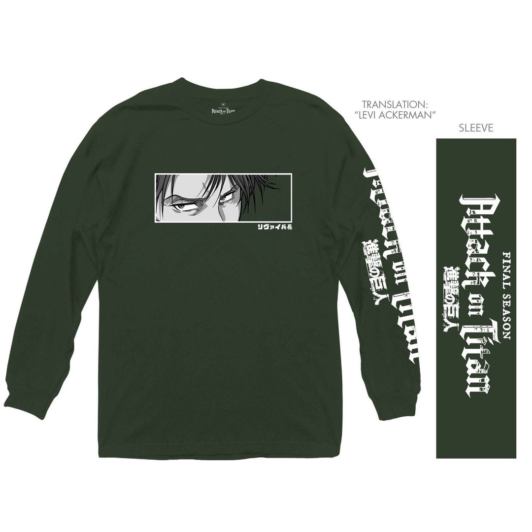 Attack On Titan Levi Ackerman Eyes Final Season Officially Licensed Adult Long Sleeve T-Shirt - Fundom