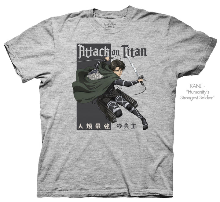 Attack On Titan Levi Ackerman Strongest Soldier Officially Licensed Adult Heather T-Shirt - Fundom