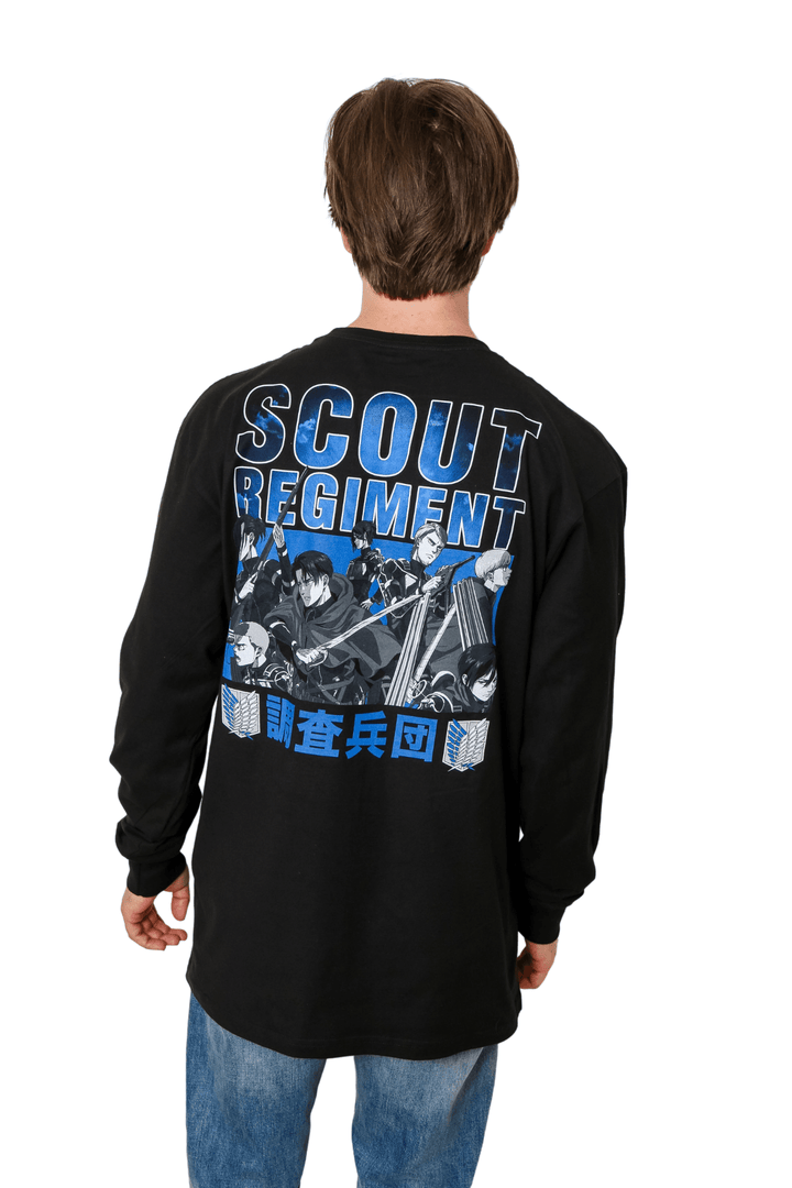 Attack On Titan Scout Regiment Kanji On Sleeves Officially Licensed Adult Long Sleeve T-Shirt - Fundom