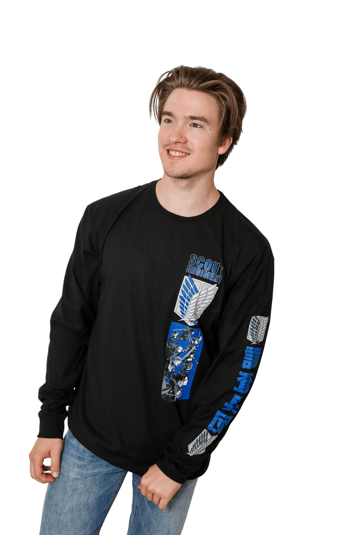 Attack On Titan Scout Regiment Kanji On Sleeves Officially Licensed Adult Long Sleeve T-Shirt - Fundom