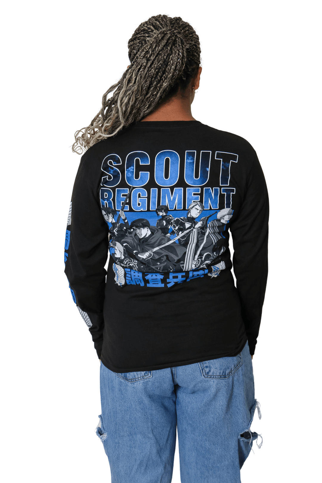 Attack On Titan Scout Regiment Kanji On Sleeves Officially Licensed Adult Long Sleeve T-Shirt - Fundom