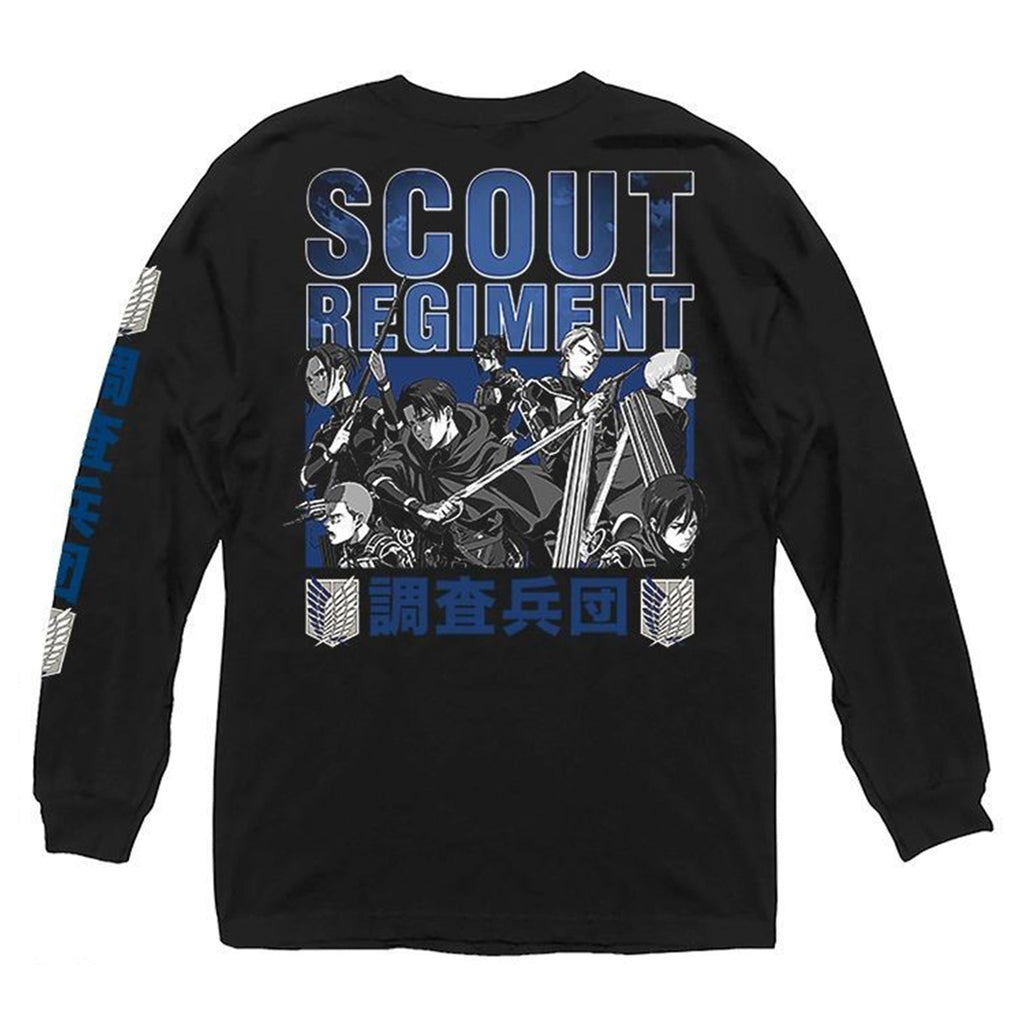 Attack On Titan Scout Regiment Kanji On Sleeves Officially Licensed Adult Long Sleeve T-Shirt - Fundom