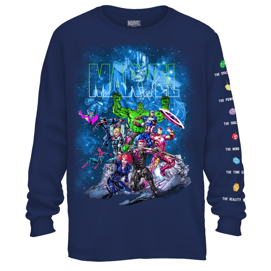 Avengers Space Team Vs Thanos Marvel Adult Long Sleeve T Shirt - Fundom