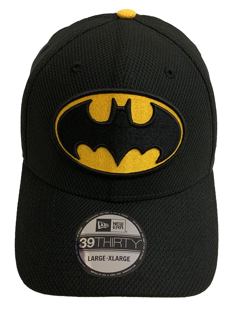 Batman Symbol Black Gold New Era 39Thirty Fitted Hat - Medium/Large