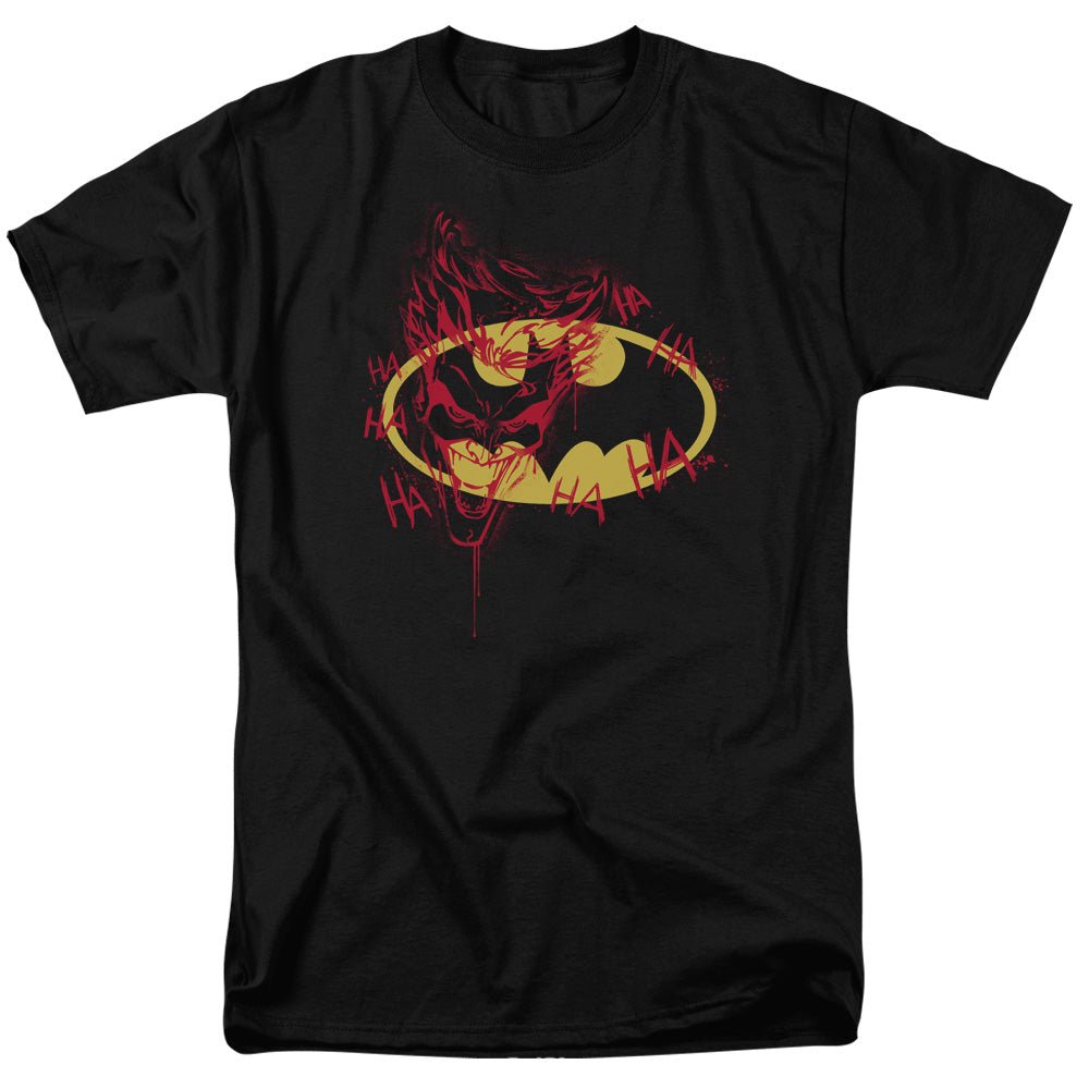 Batman Logo With The Joker Graffiti DC Adult T-Shirt - Fundom