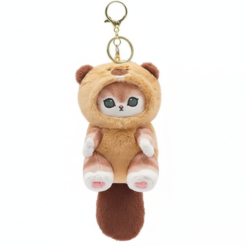 Mofusand Beaver Cat Plush Keychain