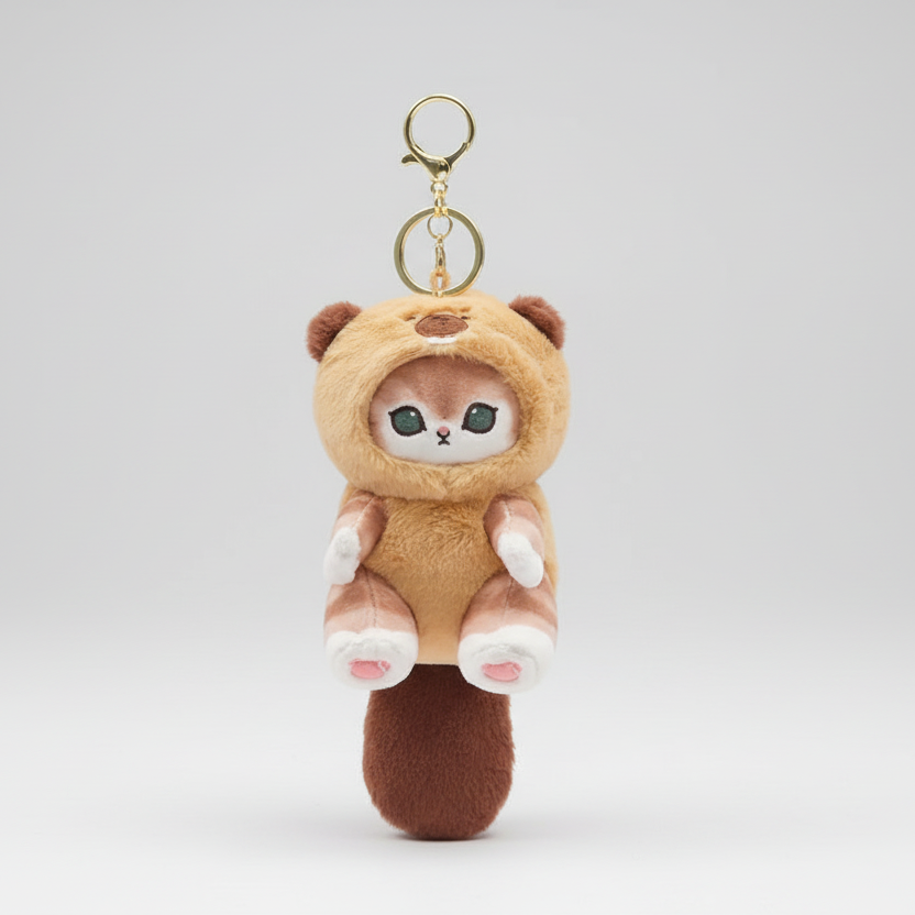 Mofusand Beaver Cat Plush Keychain