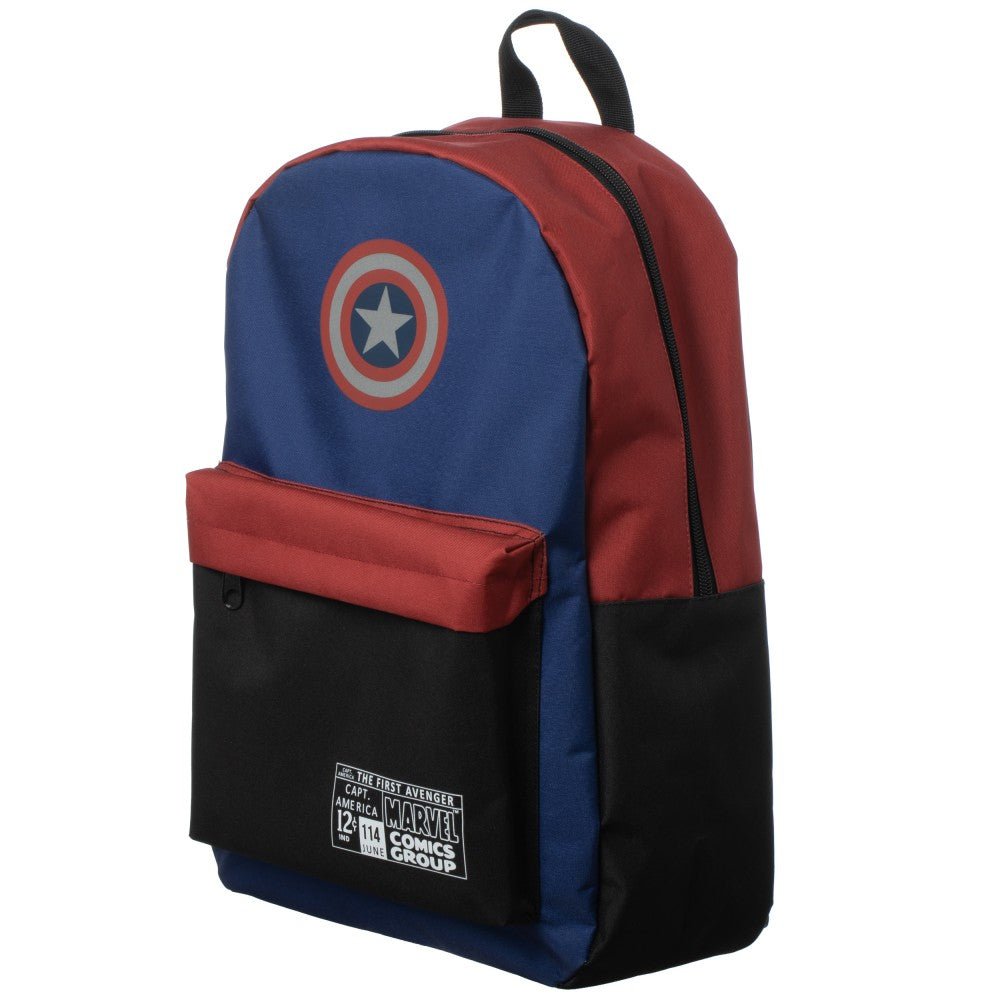 Bioworld - Marvel - Captain America Color Block Backpack with Laptop Pocket - Fundom