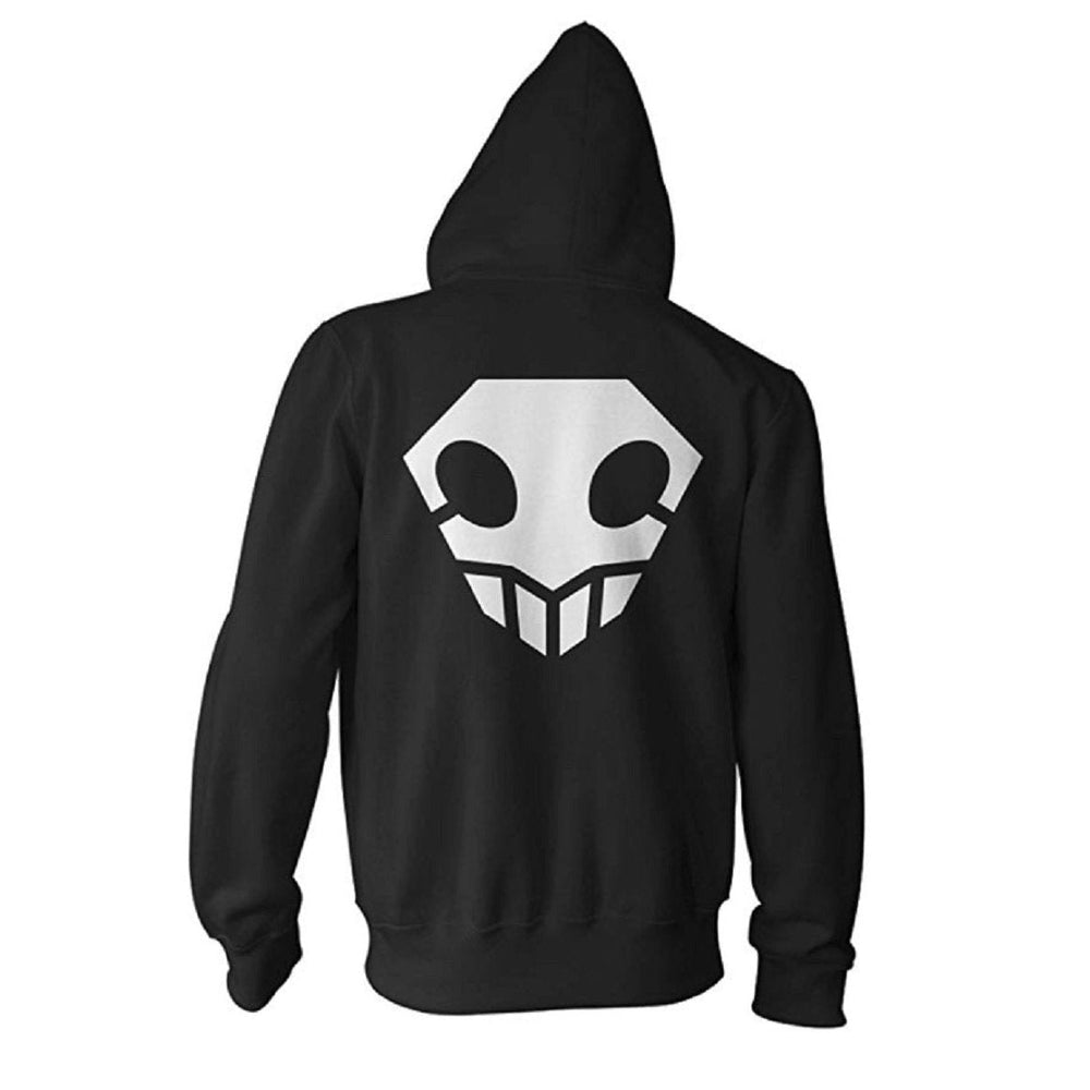 Bleach Shinigami Skull Back Hit with Ichigo Kanji Front Anime Adult Zip Up Hoodie - Fundom