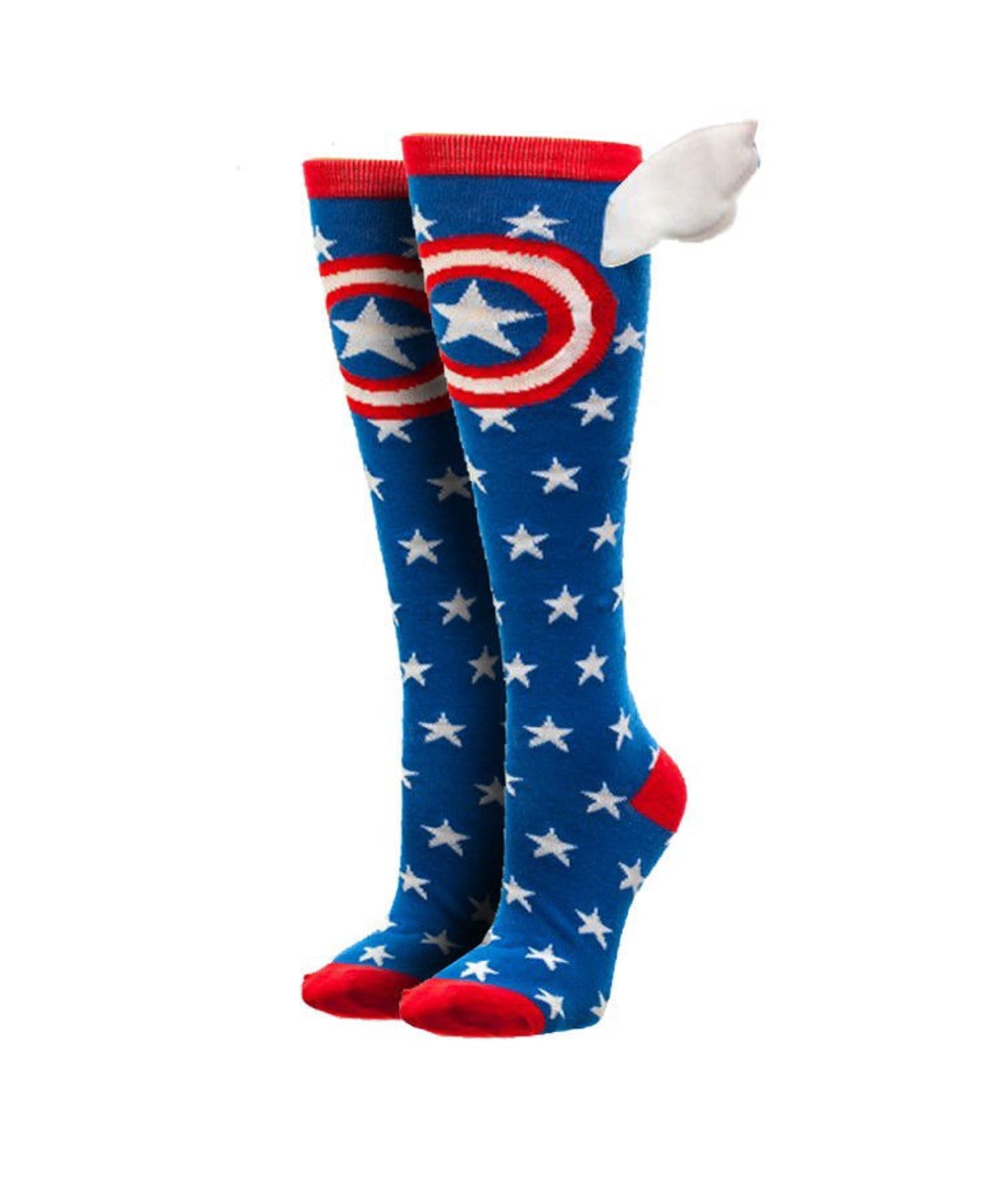 Marvel Captain America Shield and Stars Knee High Socks with Wings