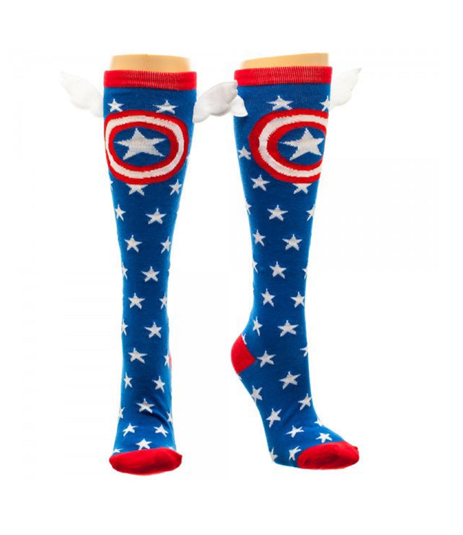 Marvel Captain America Shield and Stars Knee High Socks with Wings